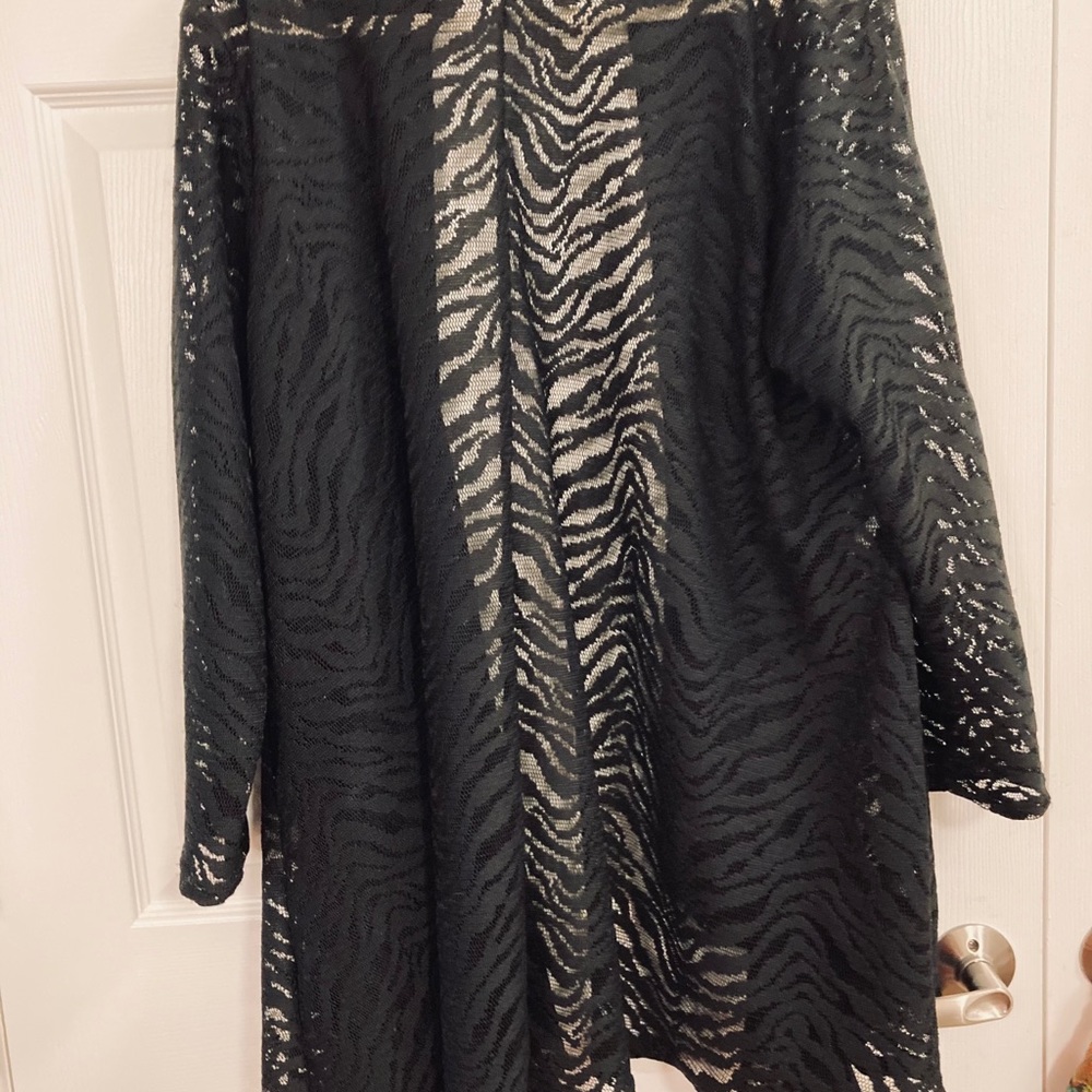 Solid black lace kimono